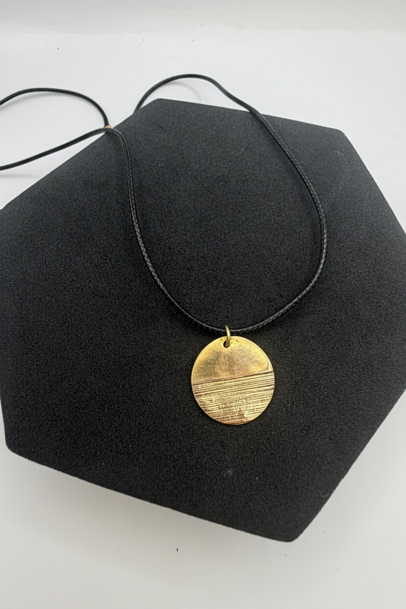 Sunny Bronze Textured Circle Necklace