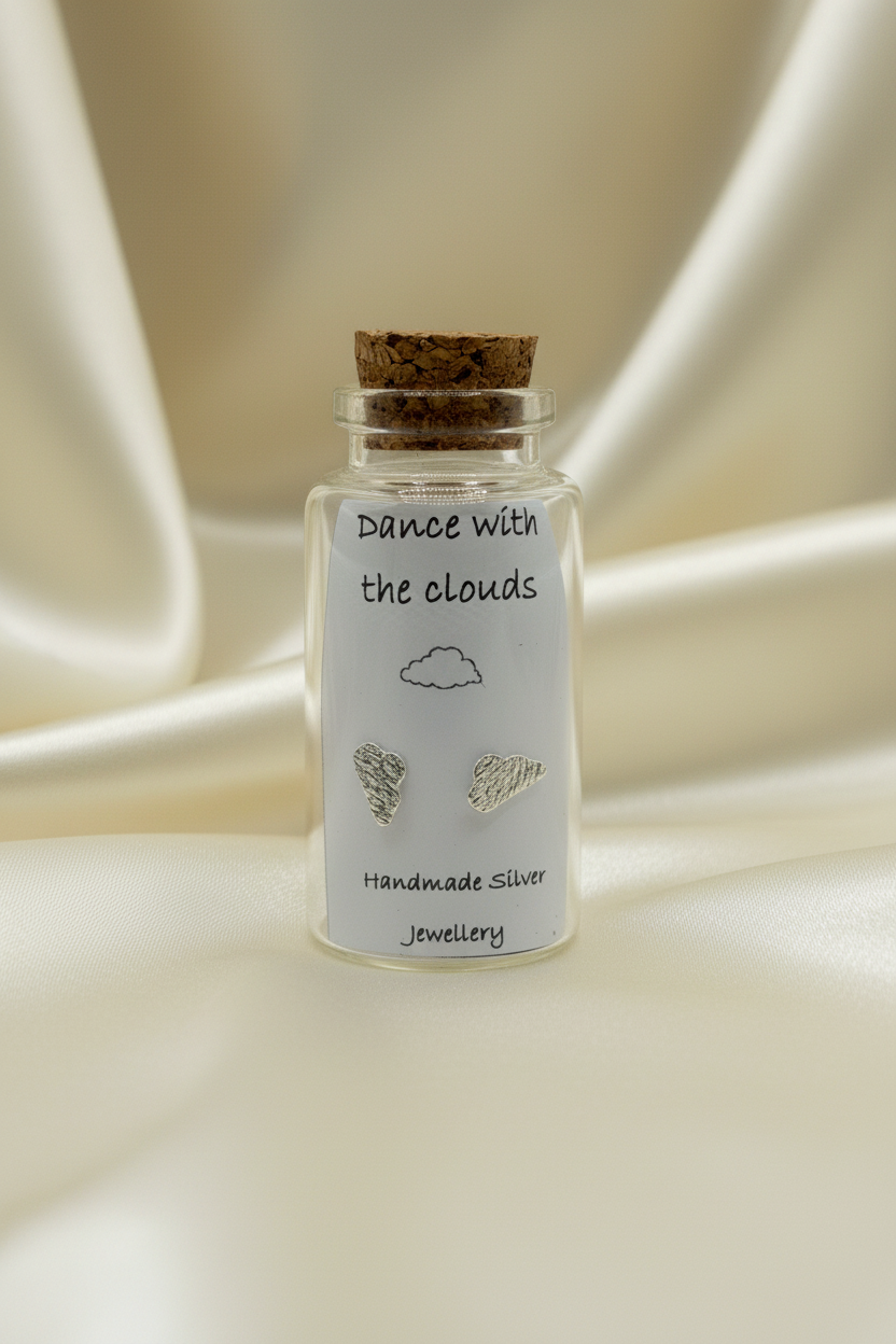 Silver Message in a Bottle Earrings - Dance With The Clouds