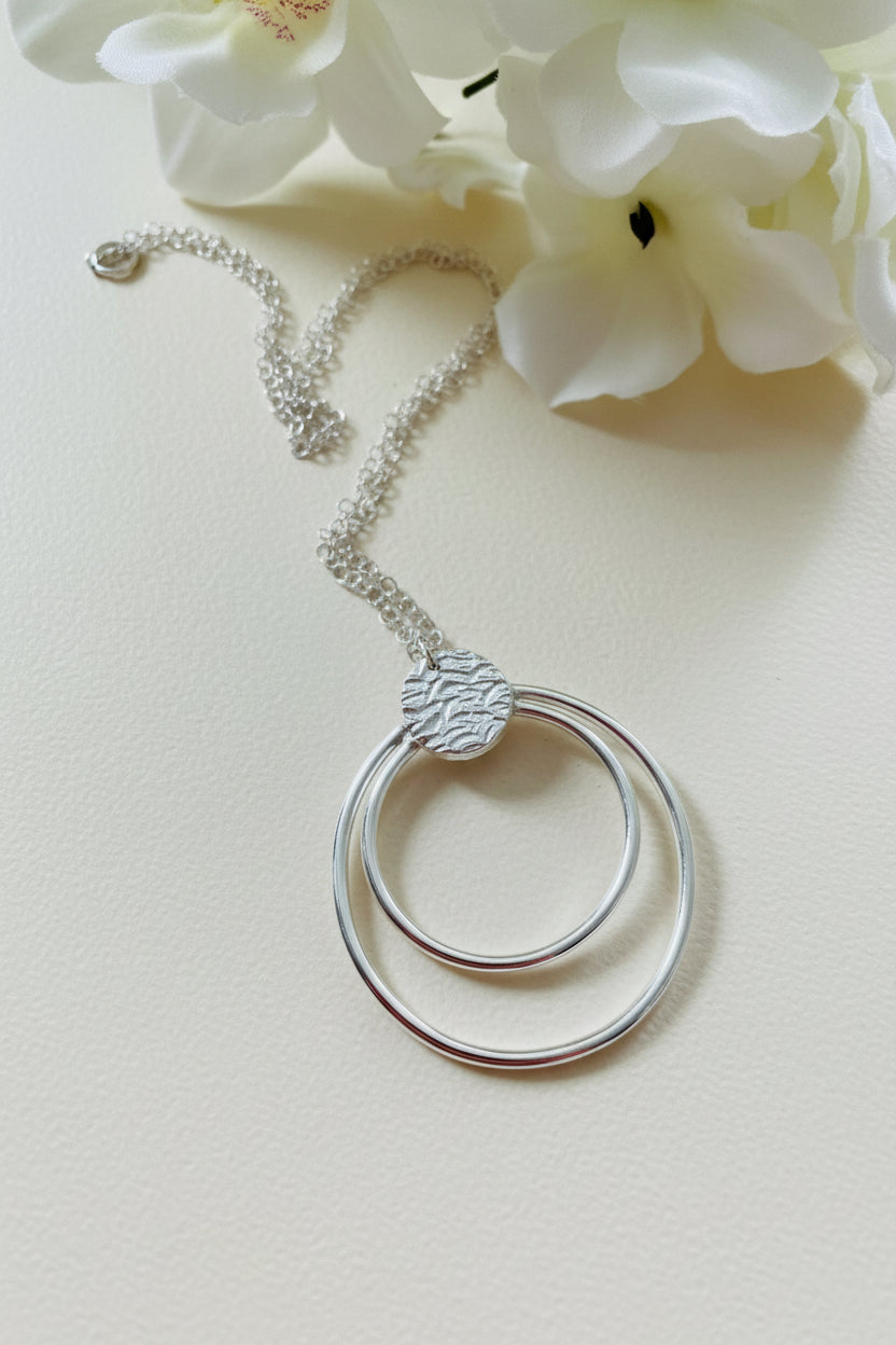 Silver Double Open Circle Necklace