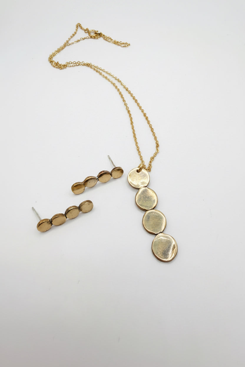 Sunny Bronze Circles Necklace and Earring Gift Set