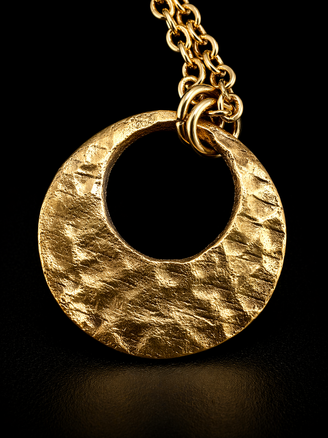 Sunny Bronze Hammered Circle Necklace