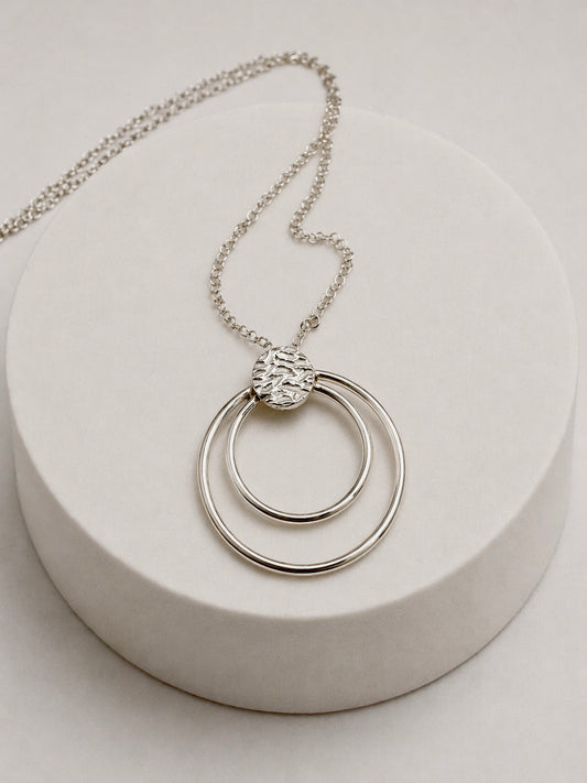 Silver Double Open Circle Necklace