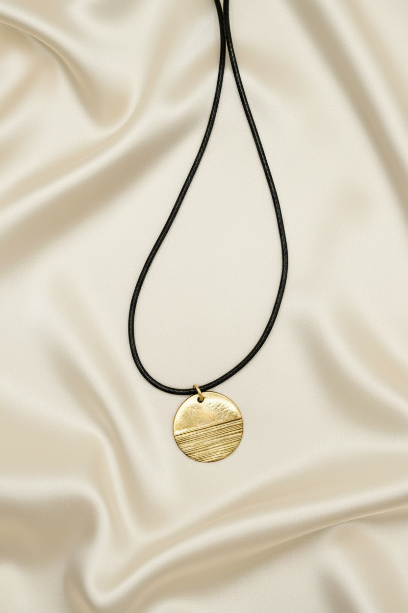 Sunny Bronze Textured Circle Necklace