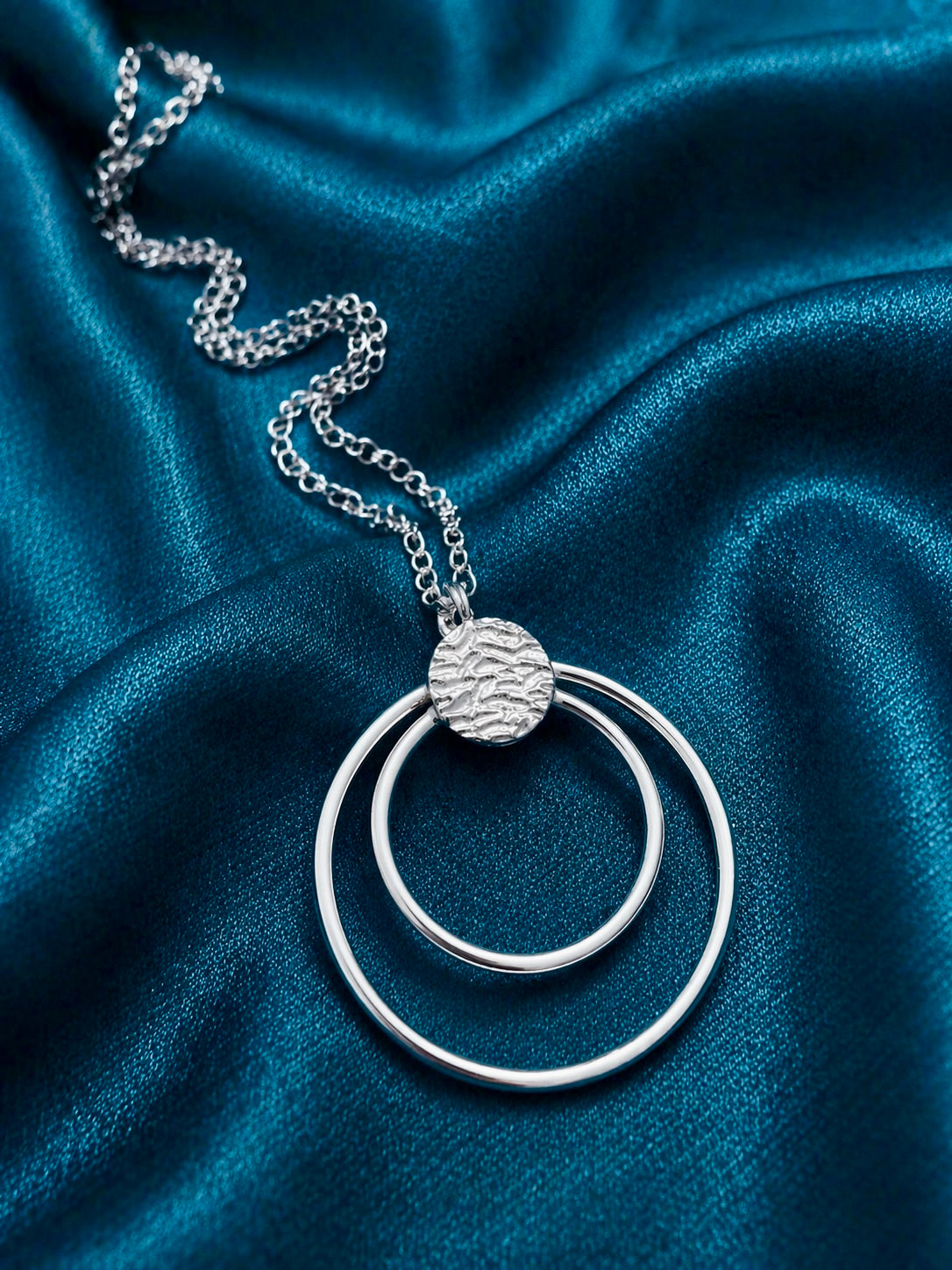 Silver Double Open Circle Necklace