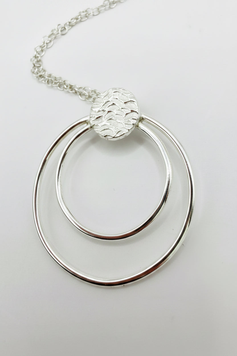 Silver Double Open Circle Necklace