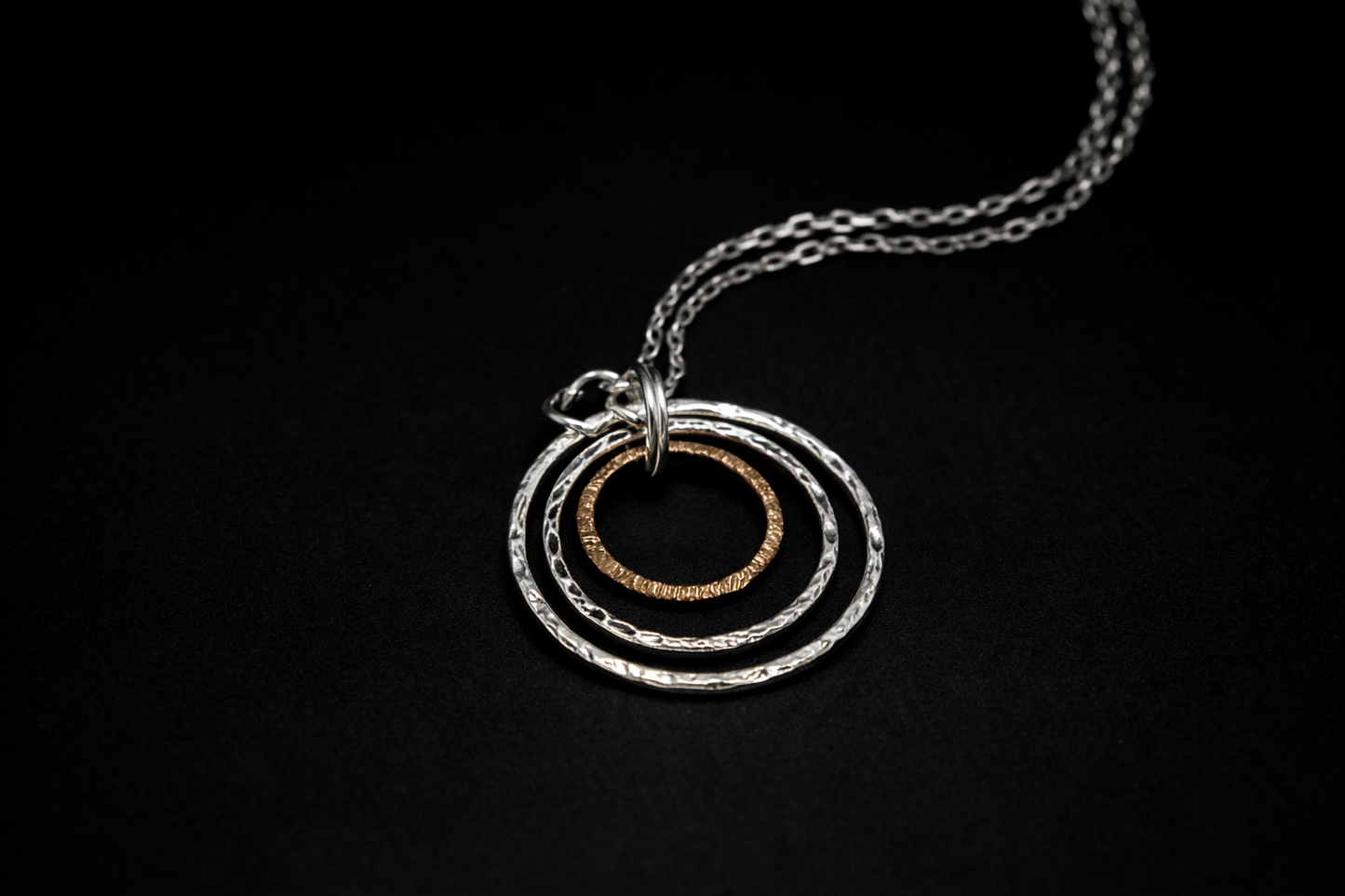 Silver and Bronze Three Hoop Necklace