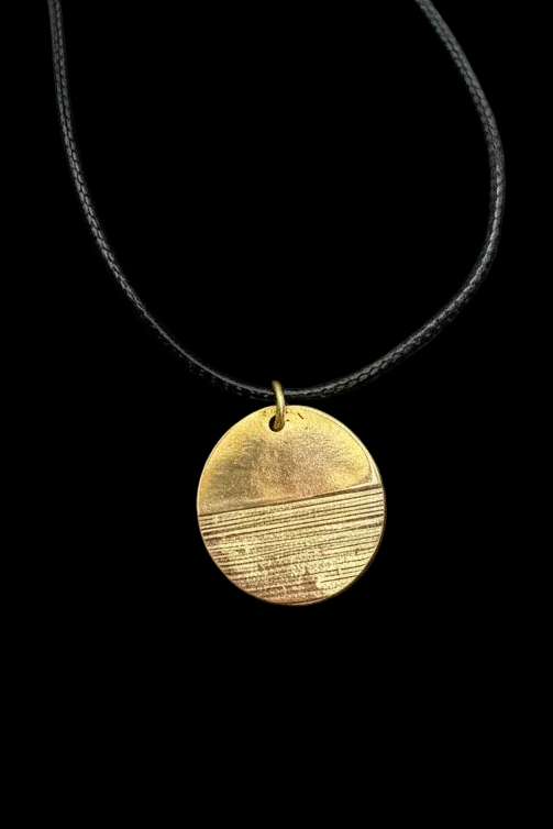 Sunny Bronze Textured Circle Necklace