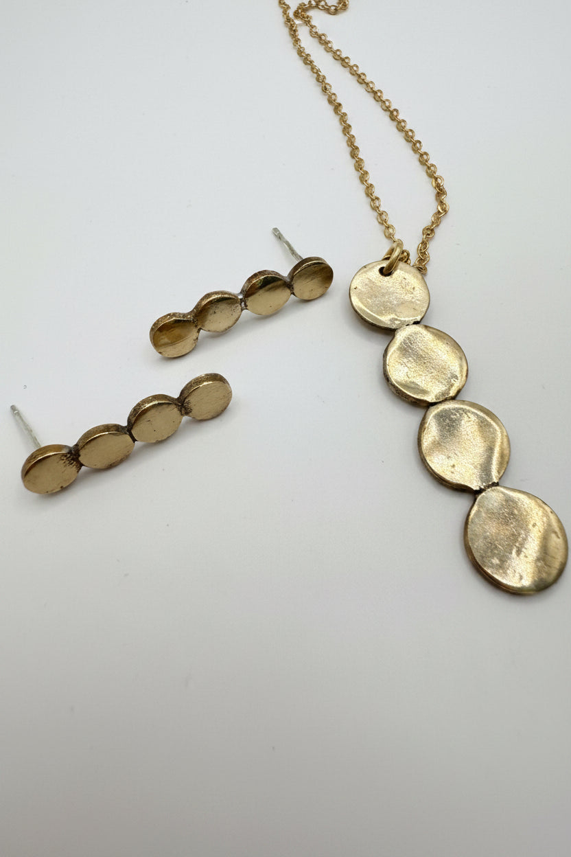 Sunny Bronze Circles Necklace and Earring Gift Set