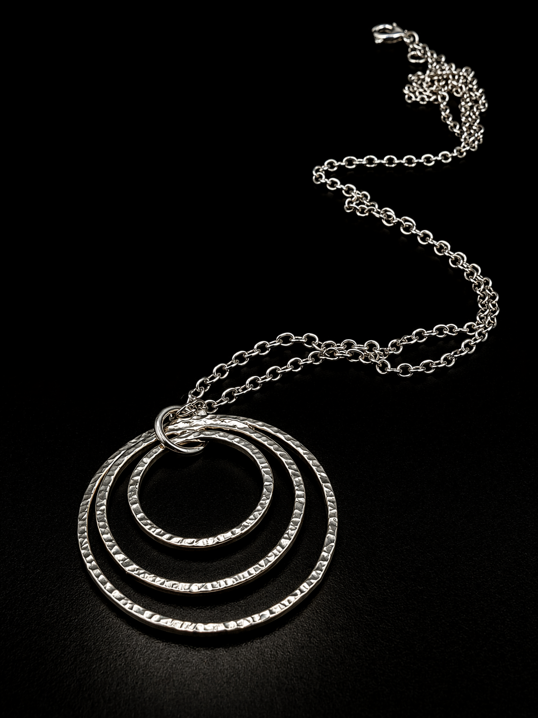Silver Three Hoop Necklace