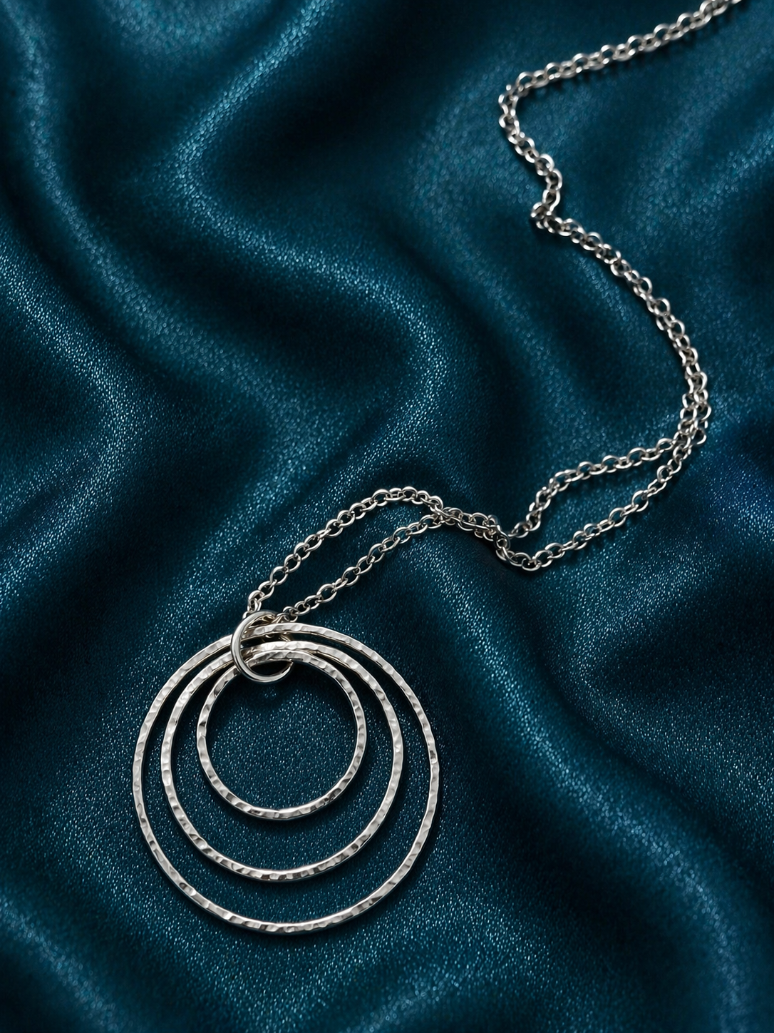 Silver Three Hoop Necklace