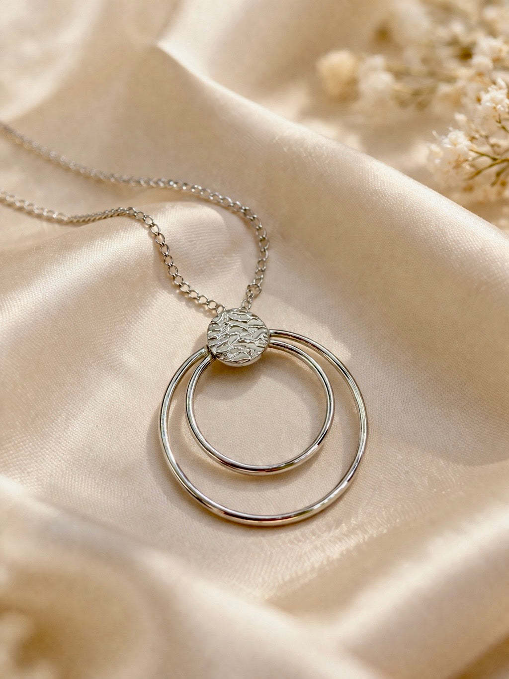 Silver Double Open Circle Necklace