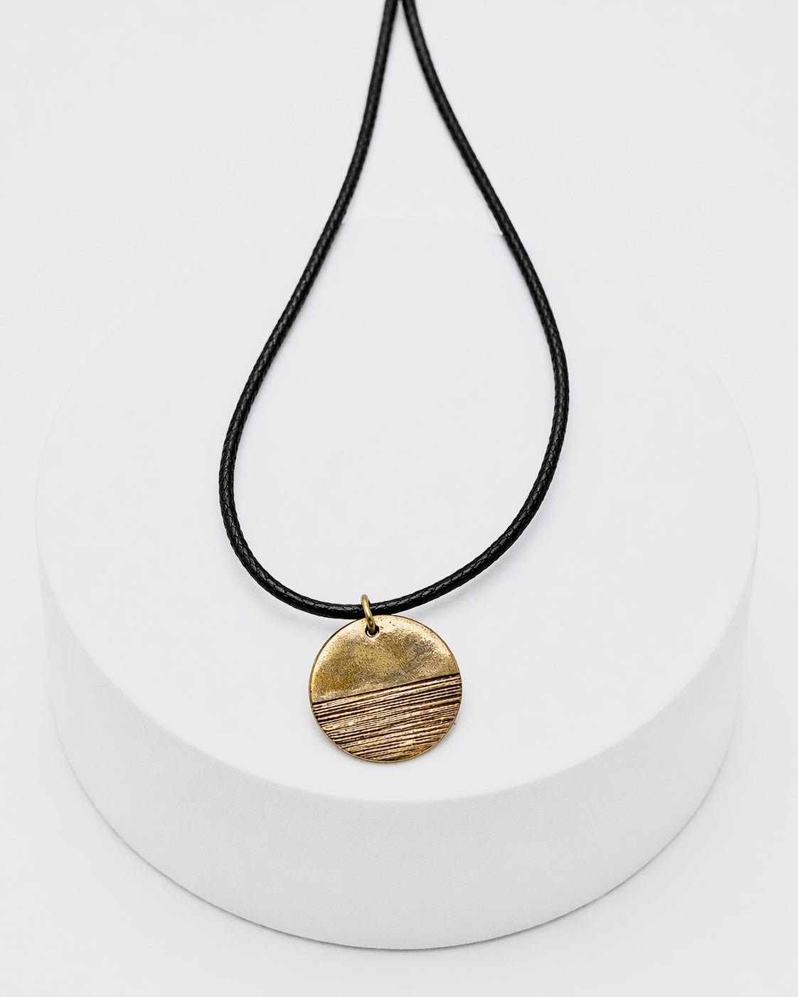 Sunny Bronze Textured Circle Necklace