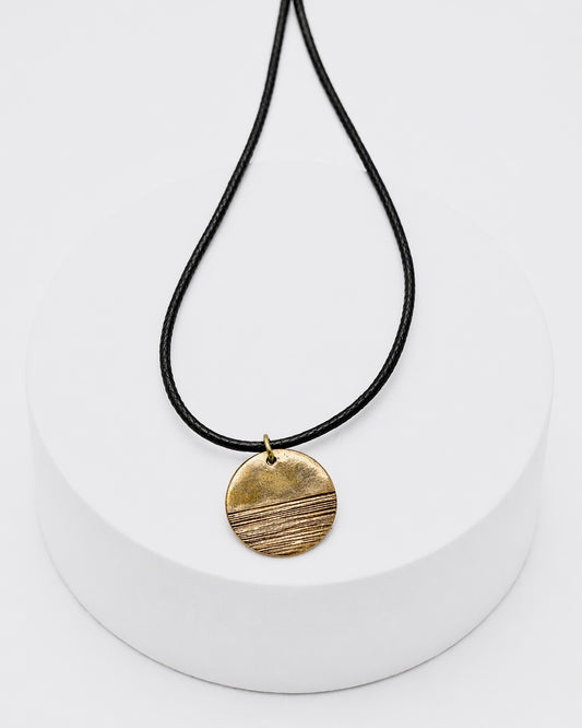 Sunny Bronze Textured Circle Necklace