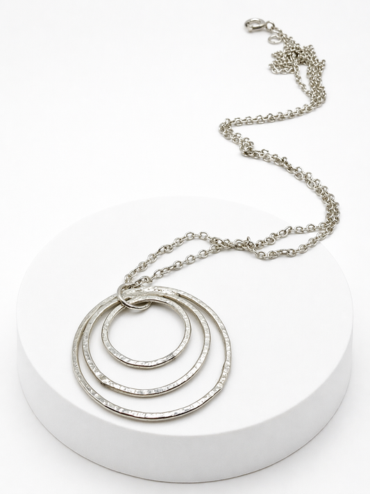 Silver Three Hoop Necklace