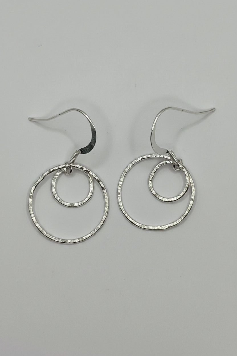 Silver Circle Drop Earrings