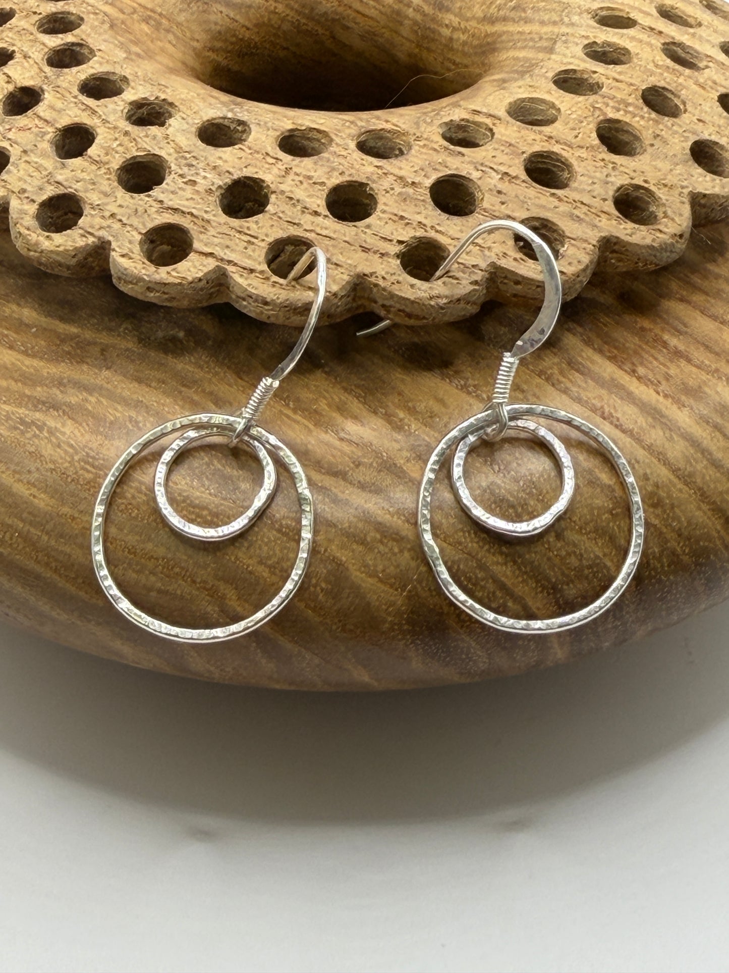 Silver Circle Drop Earrings