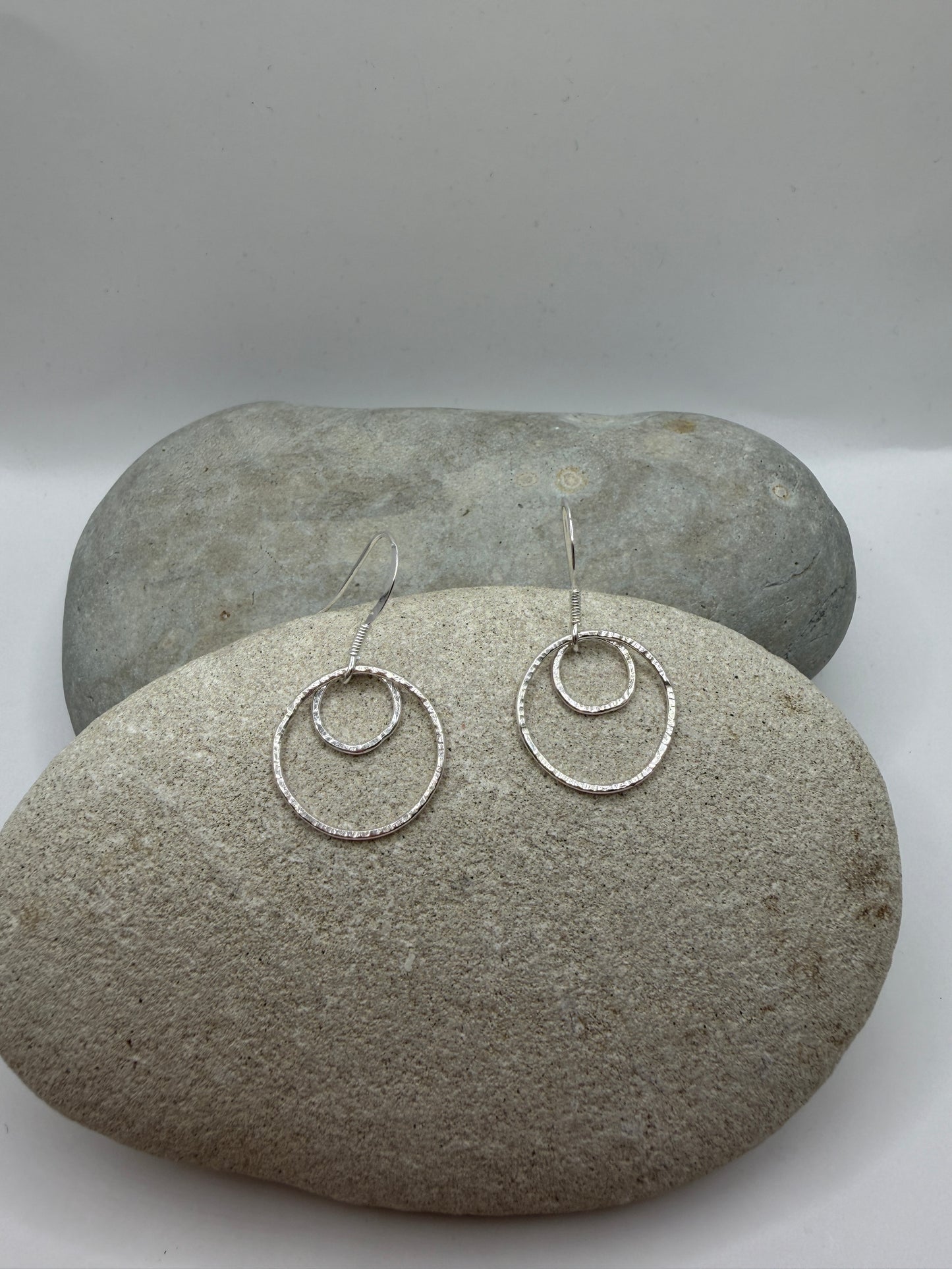 Silver Circle Drop Earrings