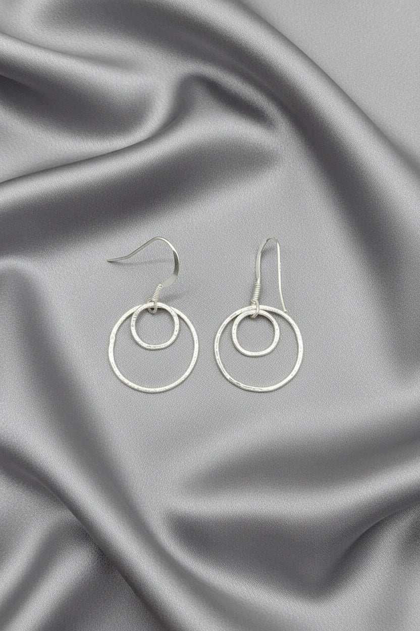 Silver Circle Drop Earrings