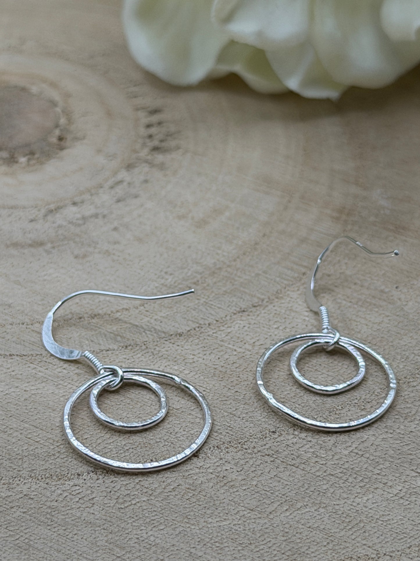 Silver Circle Drop Earrings