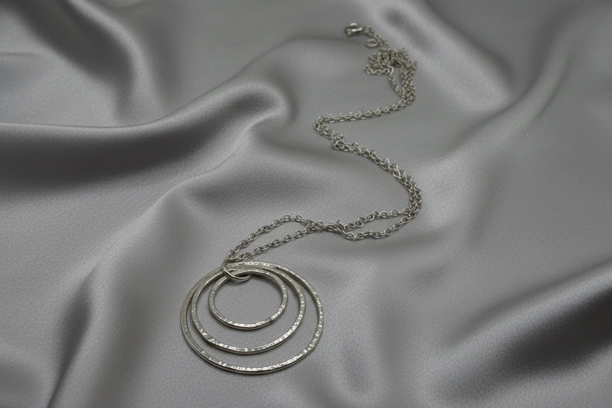 Silver Three Hoop Necklace