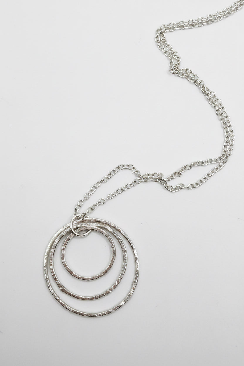 Silver Three Hoop Necklace