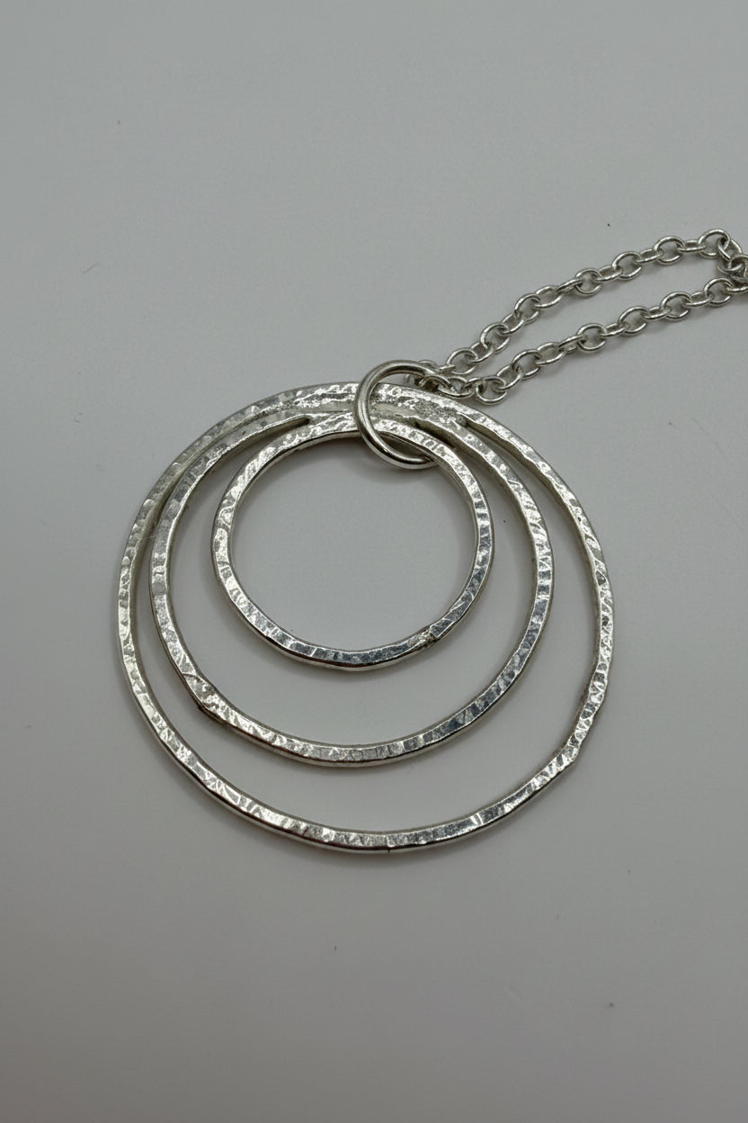Silver Three Hoop Necklace