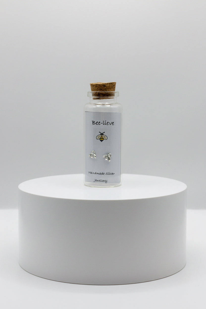 Silver Message in a Bottle Earrings - Bee-lieve