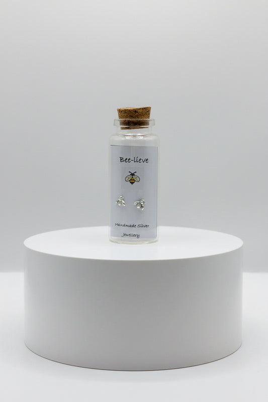 Silver Message in a Bottle Earrings - Bee-lieve