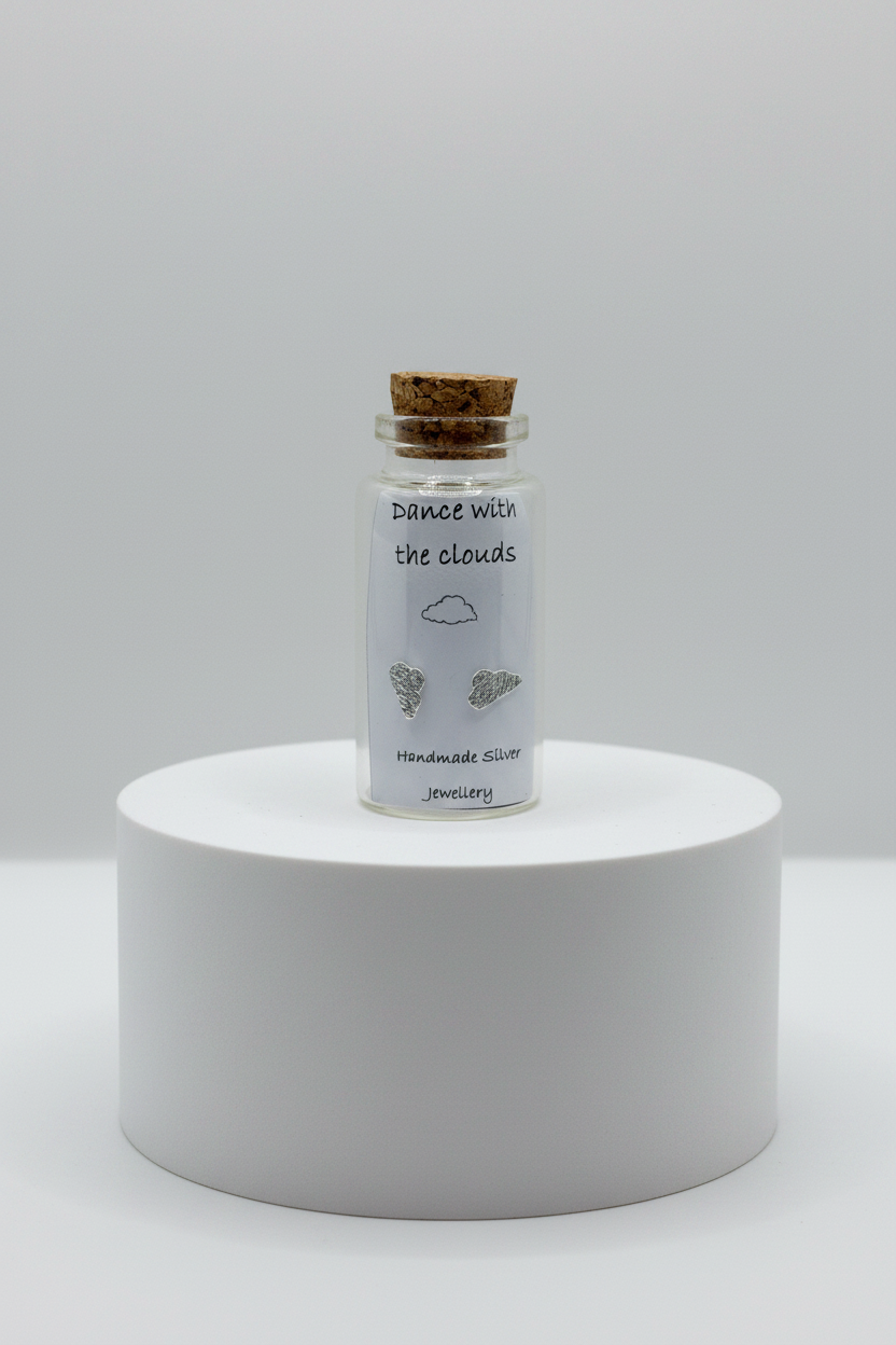 Silver Message in a Bottle Earrings - Dance With The Clouds