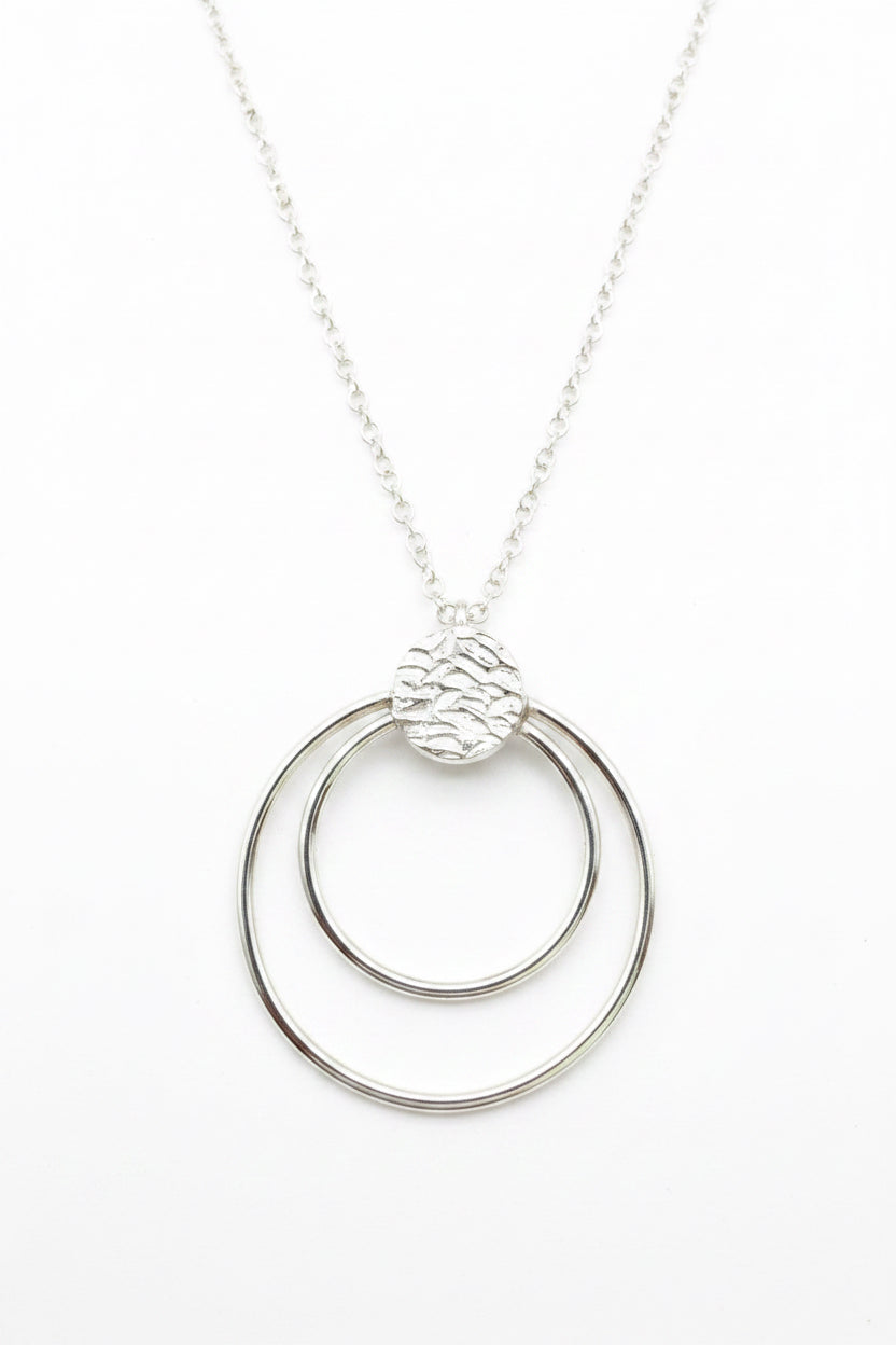 Silver Double Open Circle Necklace