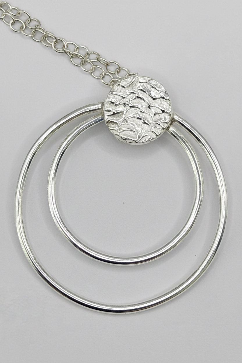 Silver Double Open Circle Necklace
