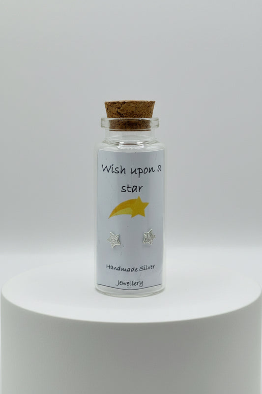 Silver Message in a Bottle Earrings - Wish Upon A Star