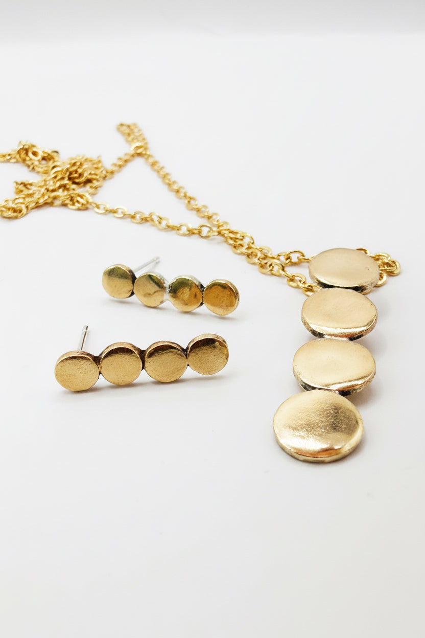 Sunny Bronze Circles Necklace and Earring Gift Set