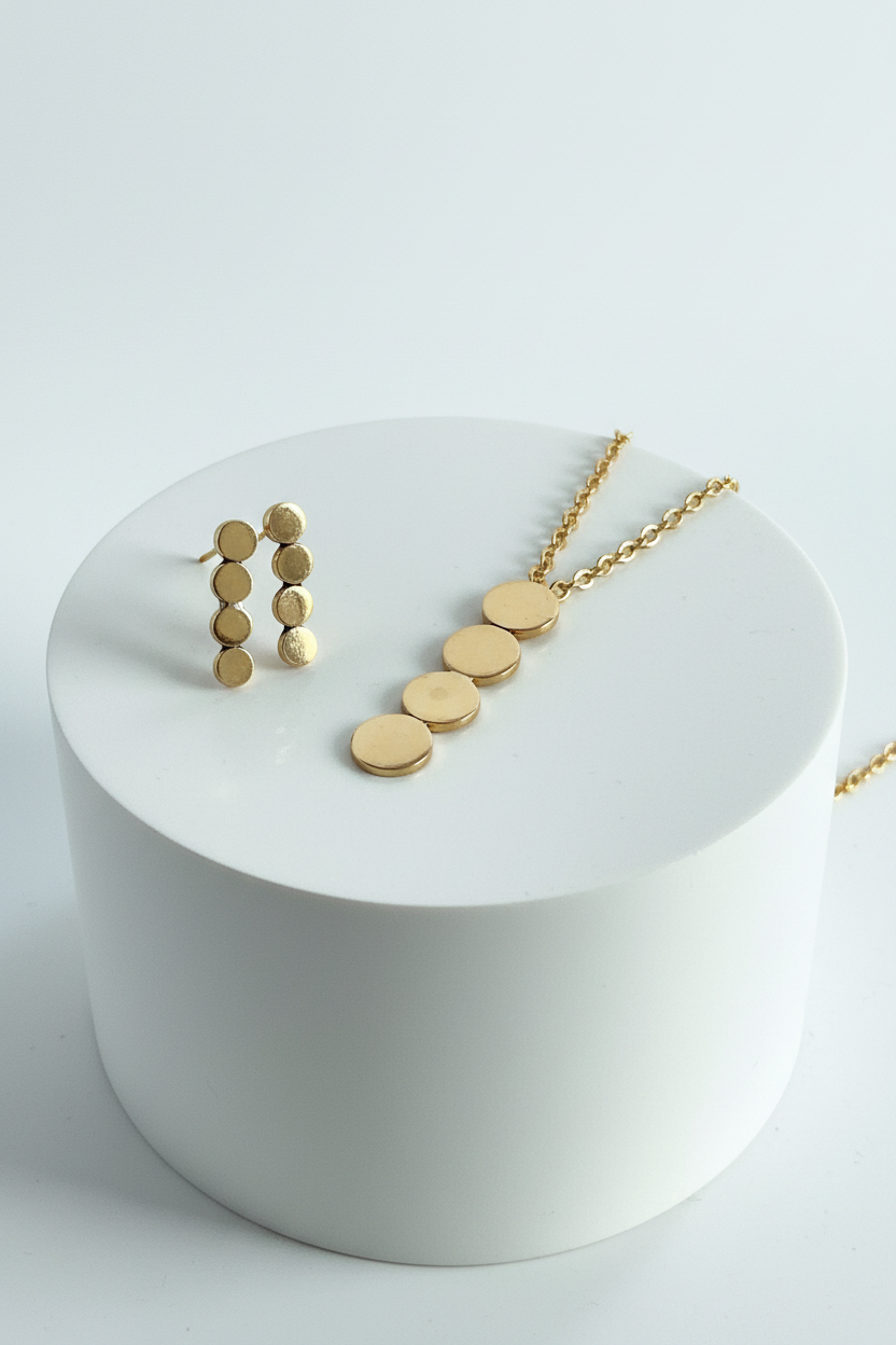 Sunny Bronze Circles Necklace and Earring Gift Set