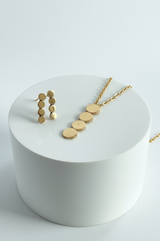 Sunny Bronze Circles Necklace and Earring Gift Set