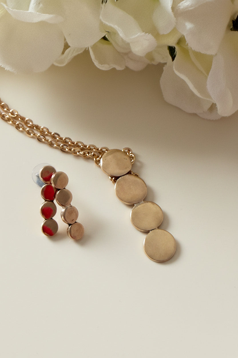 Sunny Bronze Circles Necklace and Earring Gift Set