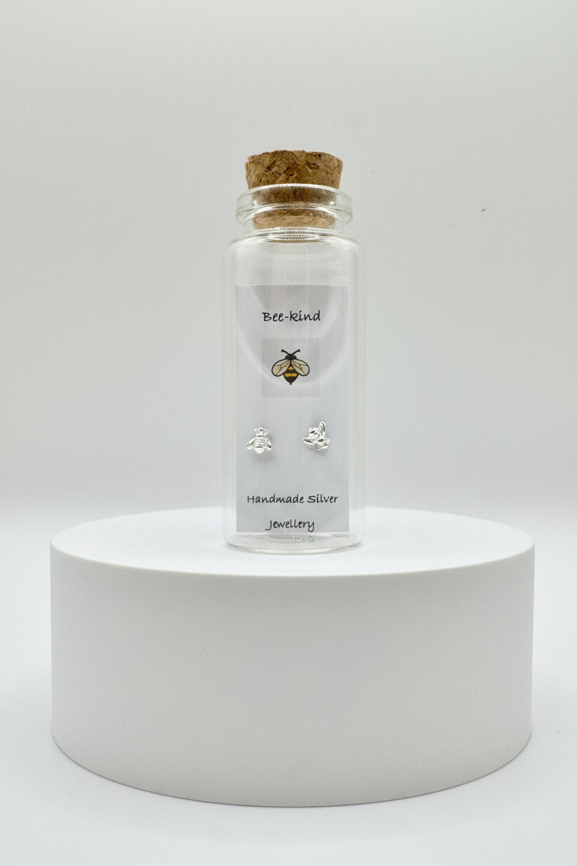 Silver Message in a Bottle Earrings - Bee Kind