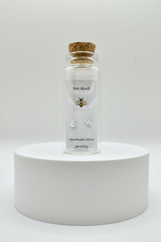 Silver Message in a Bottle Earrings - Bee Kind