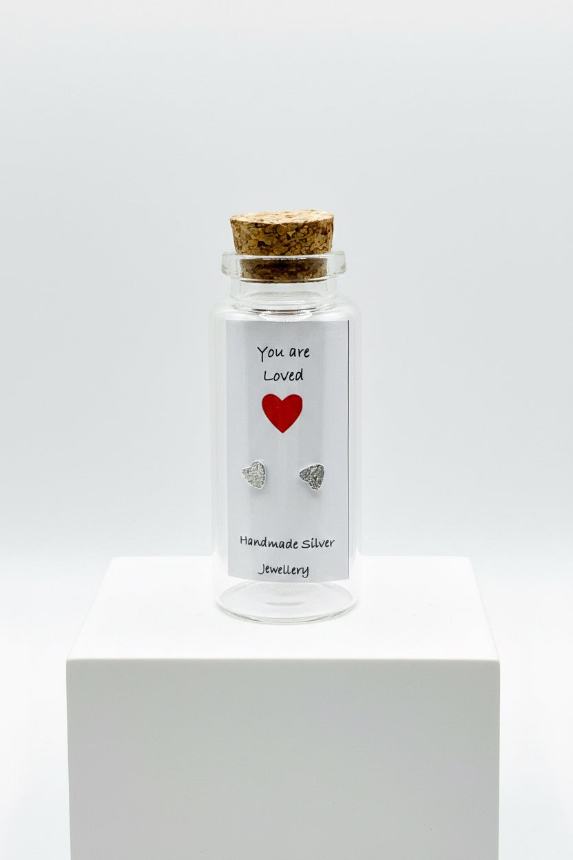 Silver Message in a Bottle Earrings - You Are Loved