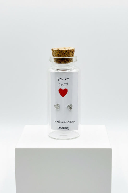 Silver Message in a Bottle Earrings - You Are Loved